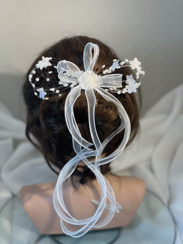 Kopfschmuck - Hinterkopfgesteck weiß – Bild 2